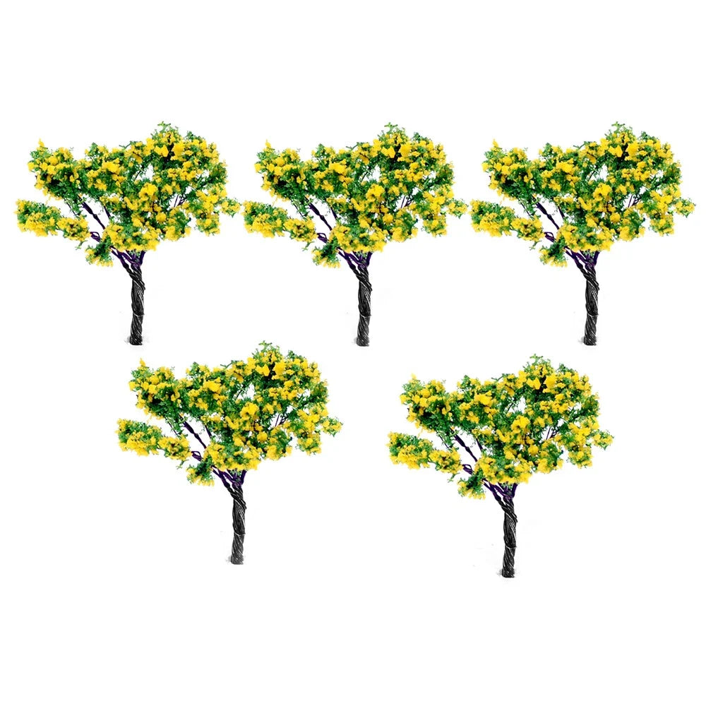 20x Yellow Flower Model Trees for Train Railroad Layout Diorama (6.5cm)