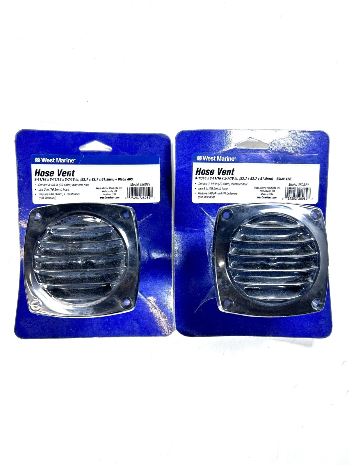 West Marine 280829, Black ABS Hose Vent 3 1/8'' Diameter Hole - 2 Pack