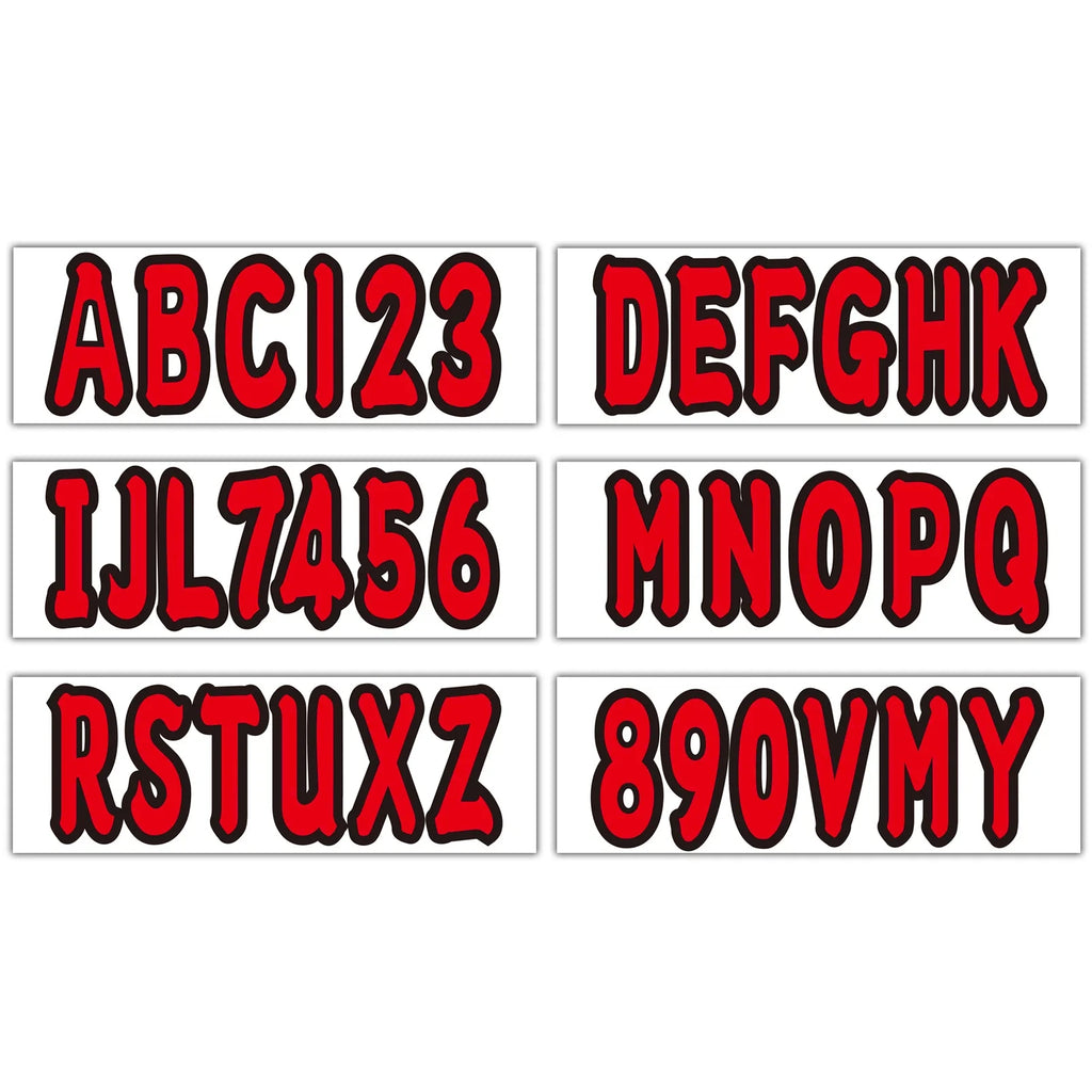 Set of 4 Custom Boat Registration Numbers Decal Stickers A-Z 0-9 Red