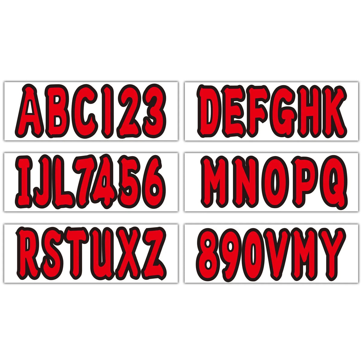 Set of 4 Custom Boat Registration Numbers Decal Stickers A-Z 0-9 Red