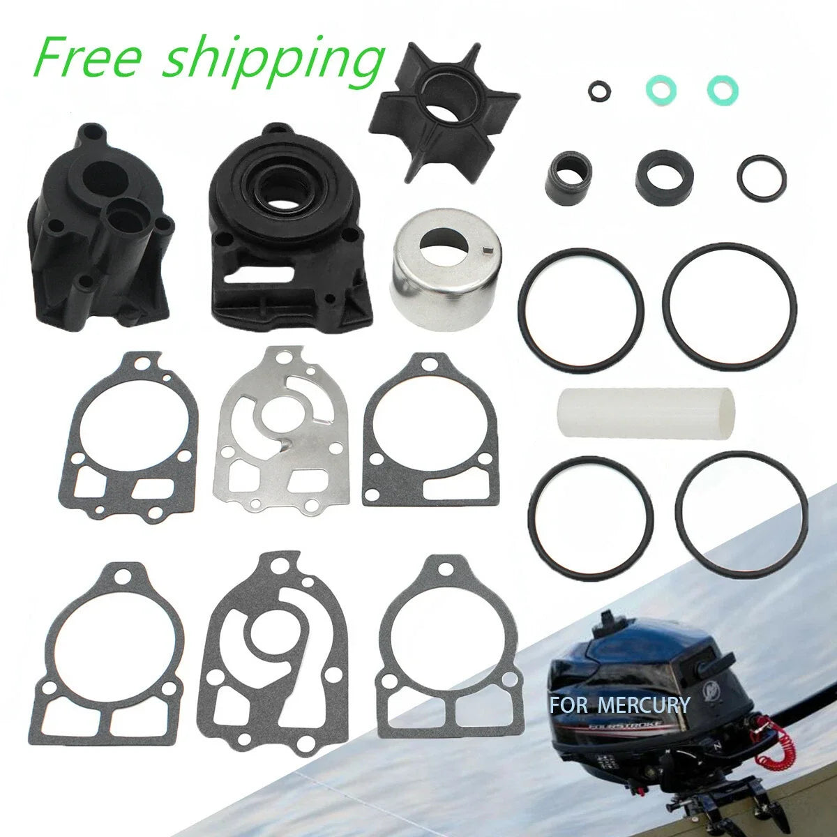 Water Pump Impeller Kit with Housing for Mercruiser Alpha One Gen 1 (1986–1990) 18-3320