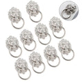 10Pcs Silver Lion Head Door Pull Handle for Cabinet Drawer