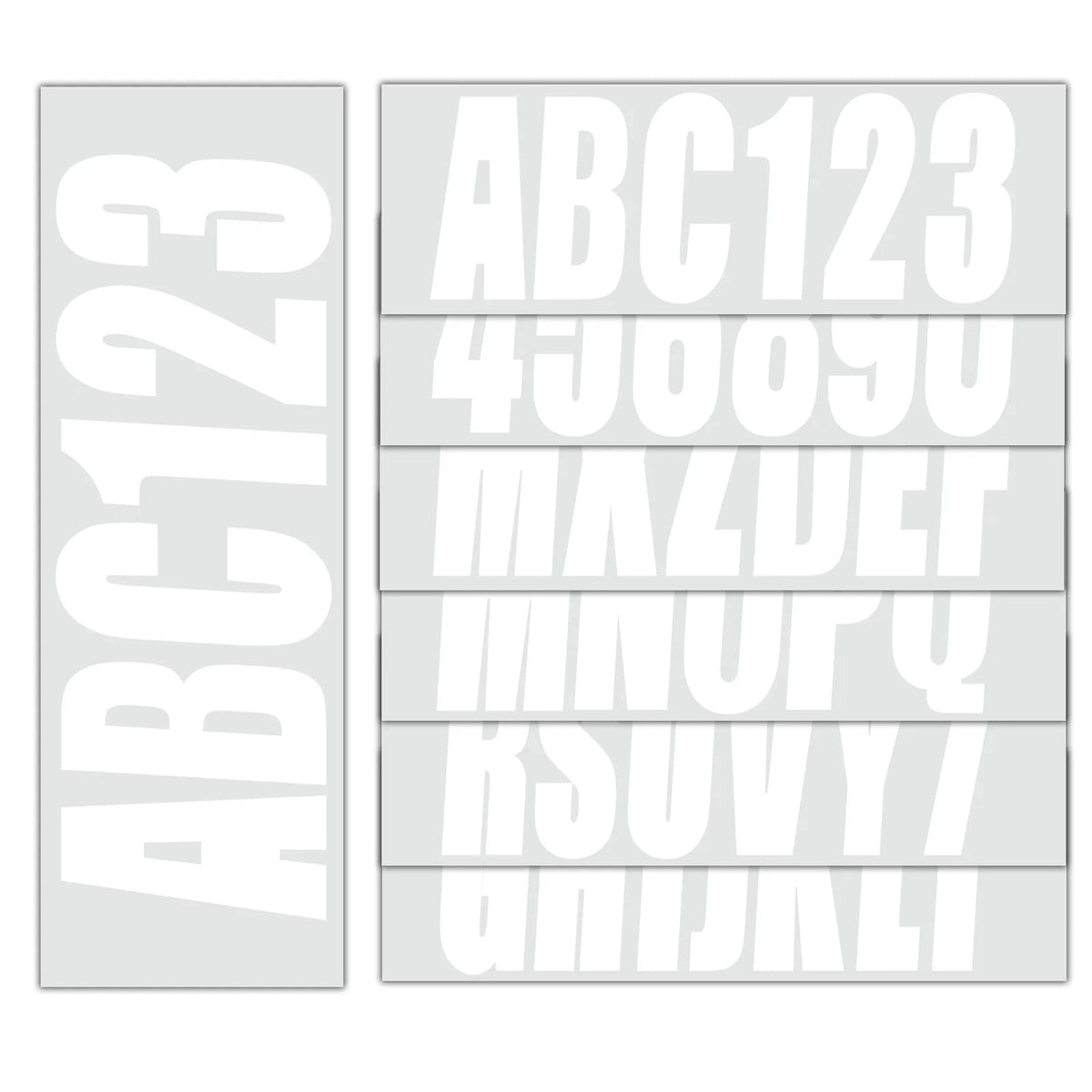Set of 4 Decals A-Z & 0-9 for Boat Registration Stickers White