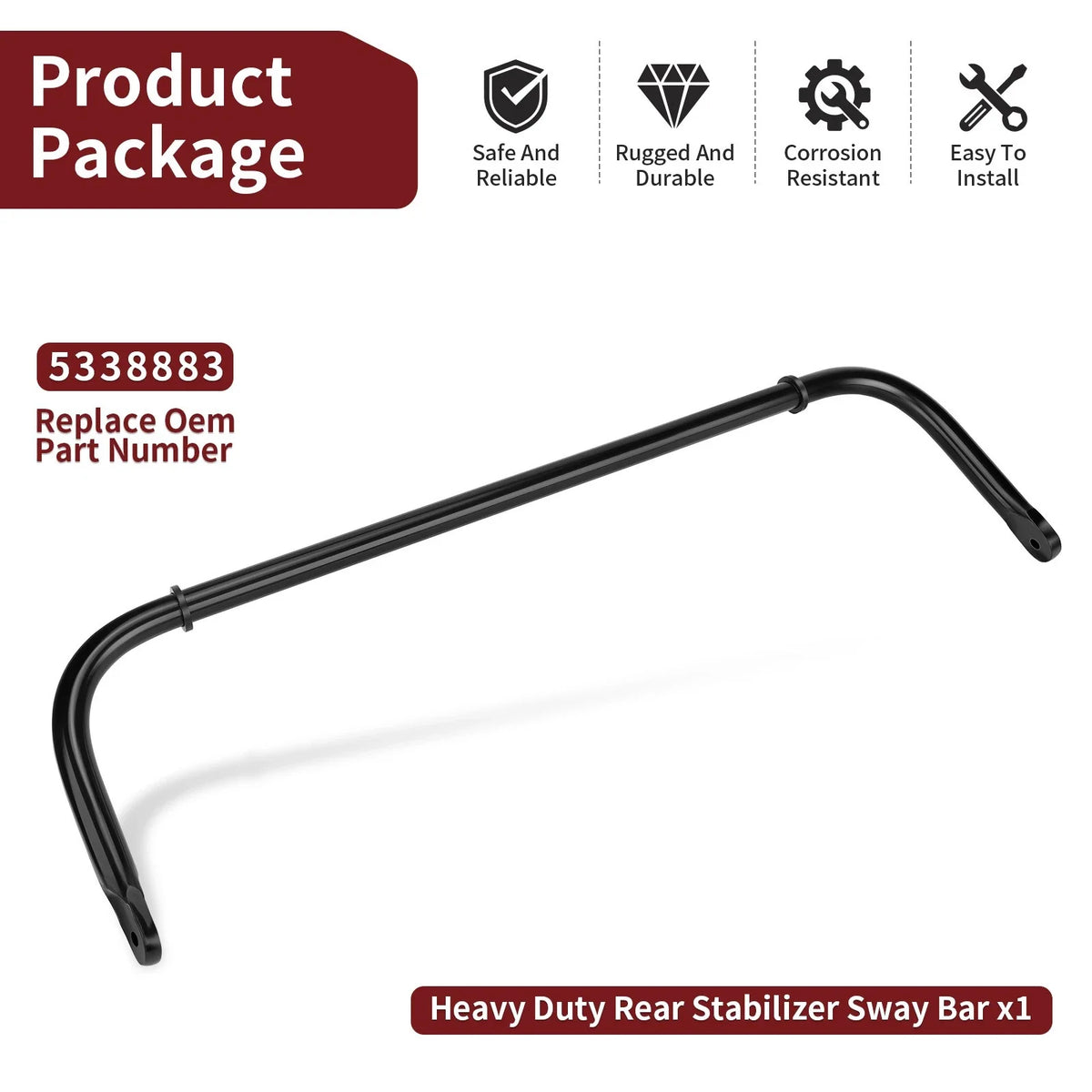 Heavy Duty Rear Stabilizer Sway Bar 5338883 for Polaris RZR XP 1000 (2015–2024)