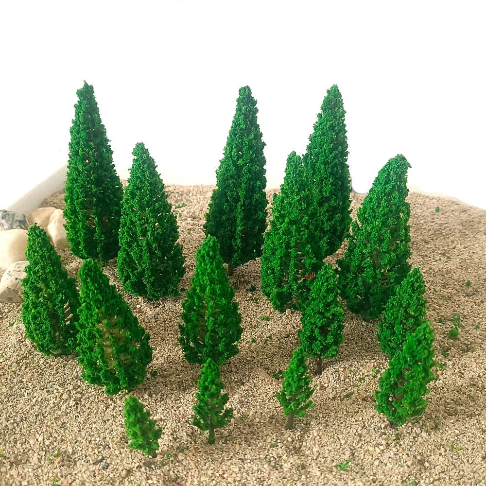 15X Mix Size Model Tree Scenery for Railroad Wargame Landscape Decor