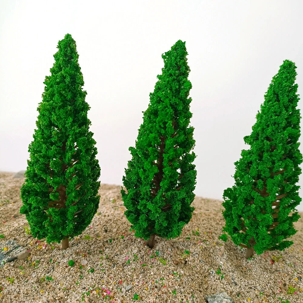 10pcs Miniature Pine Trees for Garden Park Railway Scenery