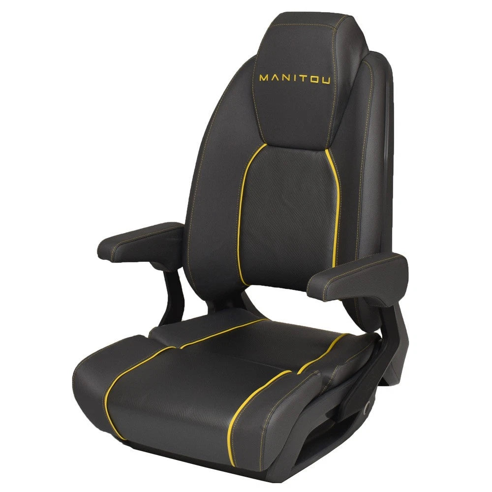 Manitou Boat Reclining Bolster Helm Seat 3014-0008425 - Gray Yellow