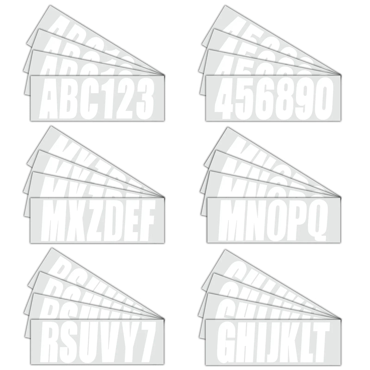 Set of 4 White Boat Registration Decals A-Z 0-9