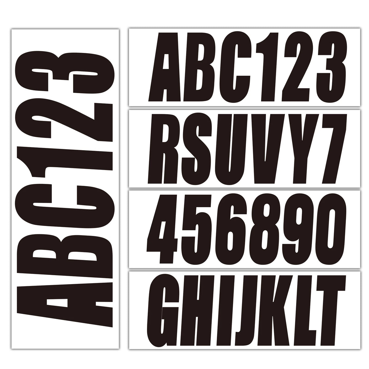 (Black)Custom Boat Registration Numbers Letters Decals 4 Sets of A-Z & 0-9