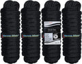 Set of 4 Dock Lines for Boat 1/2 in 25 FT Double Braid Nylon Black