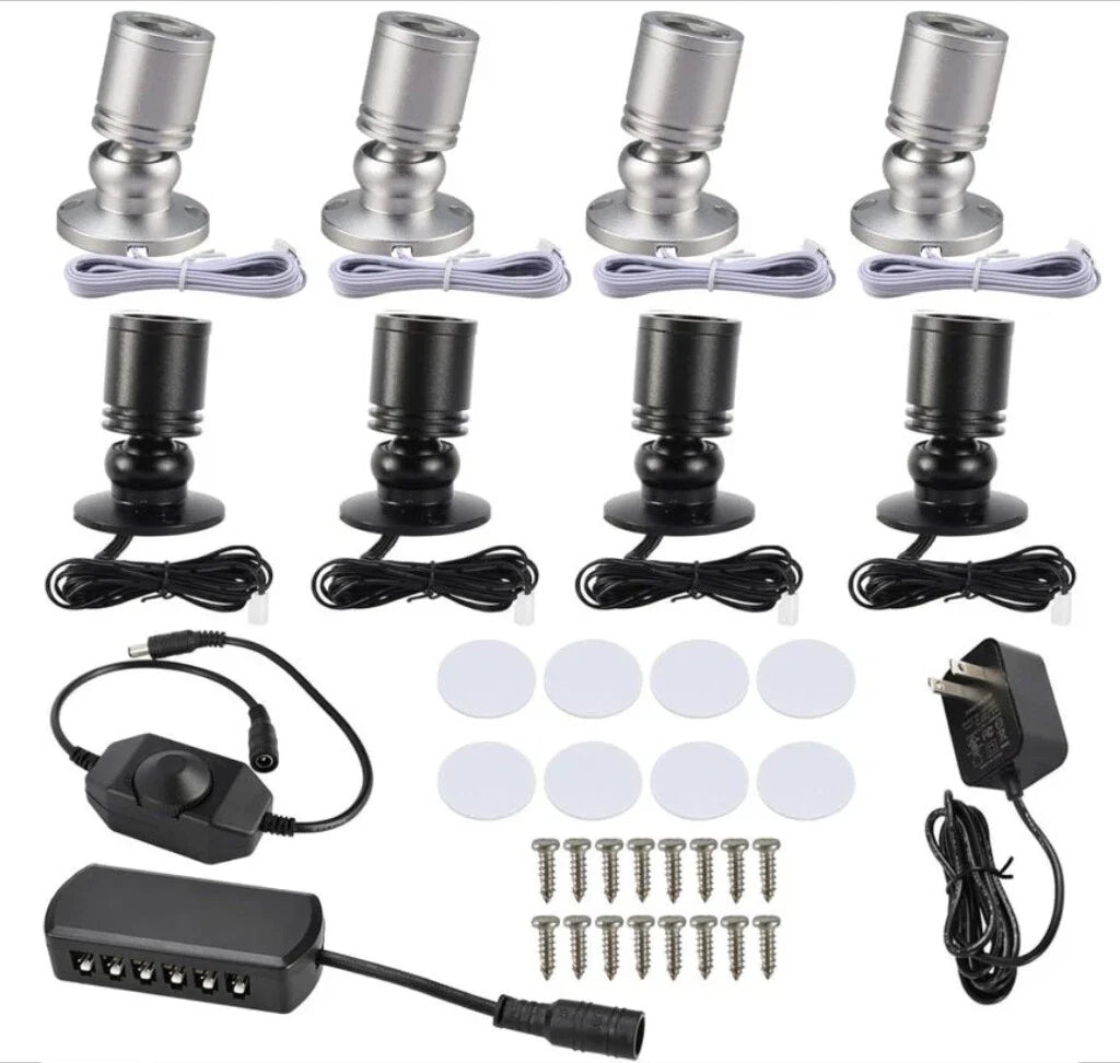 Set of 4 Dimmable LED Mini Spotlights for Display Cabinet (Warm/Cold White)
