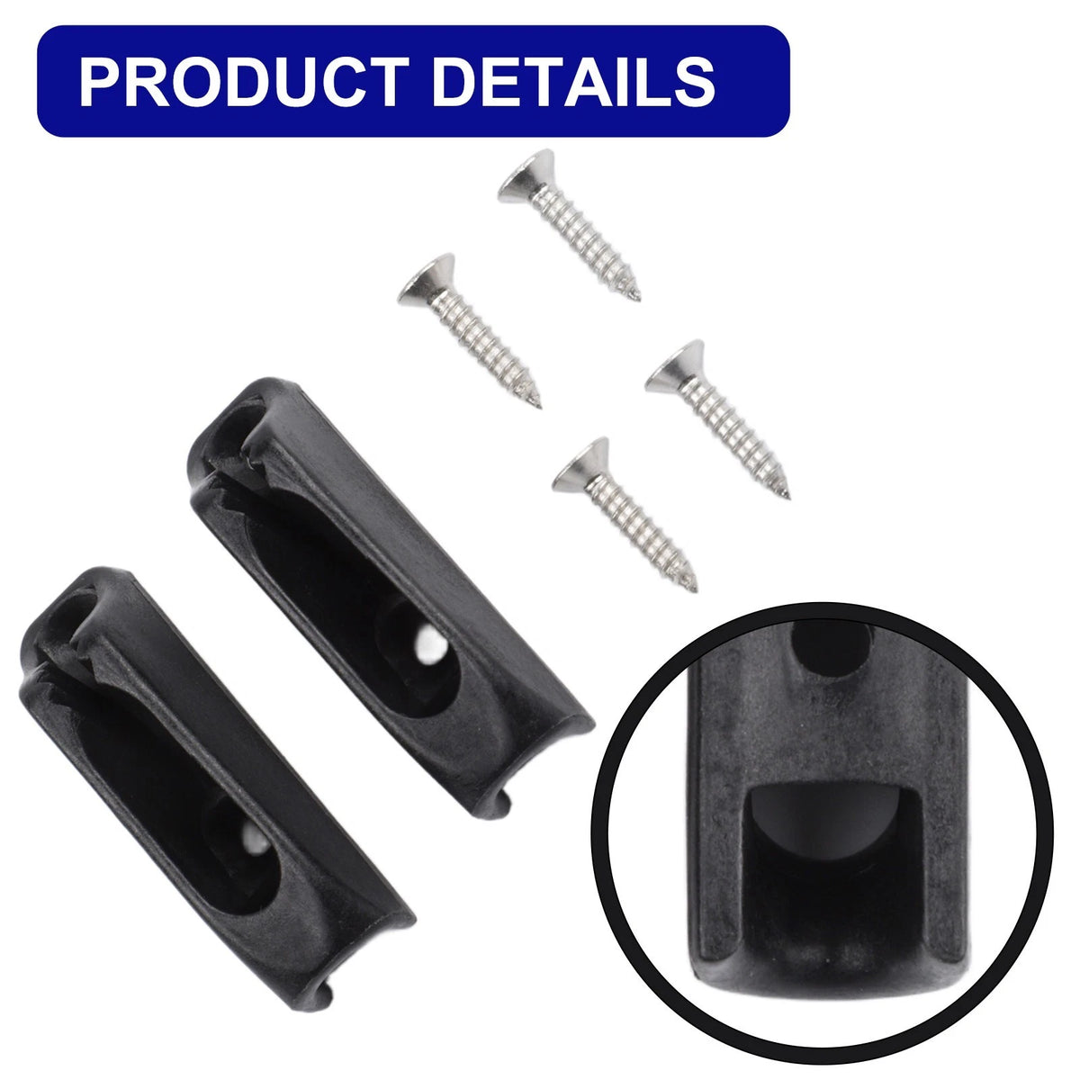 Cordlock Nylon Self-Lock Rope for Kayak Canoe Rudder Skeg Control Cleat 2x Black
