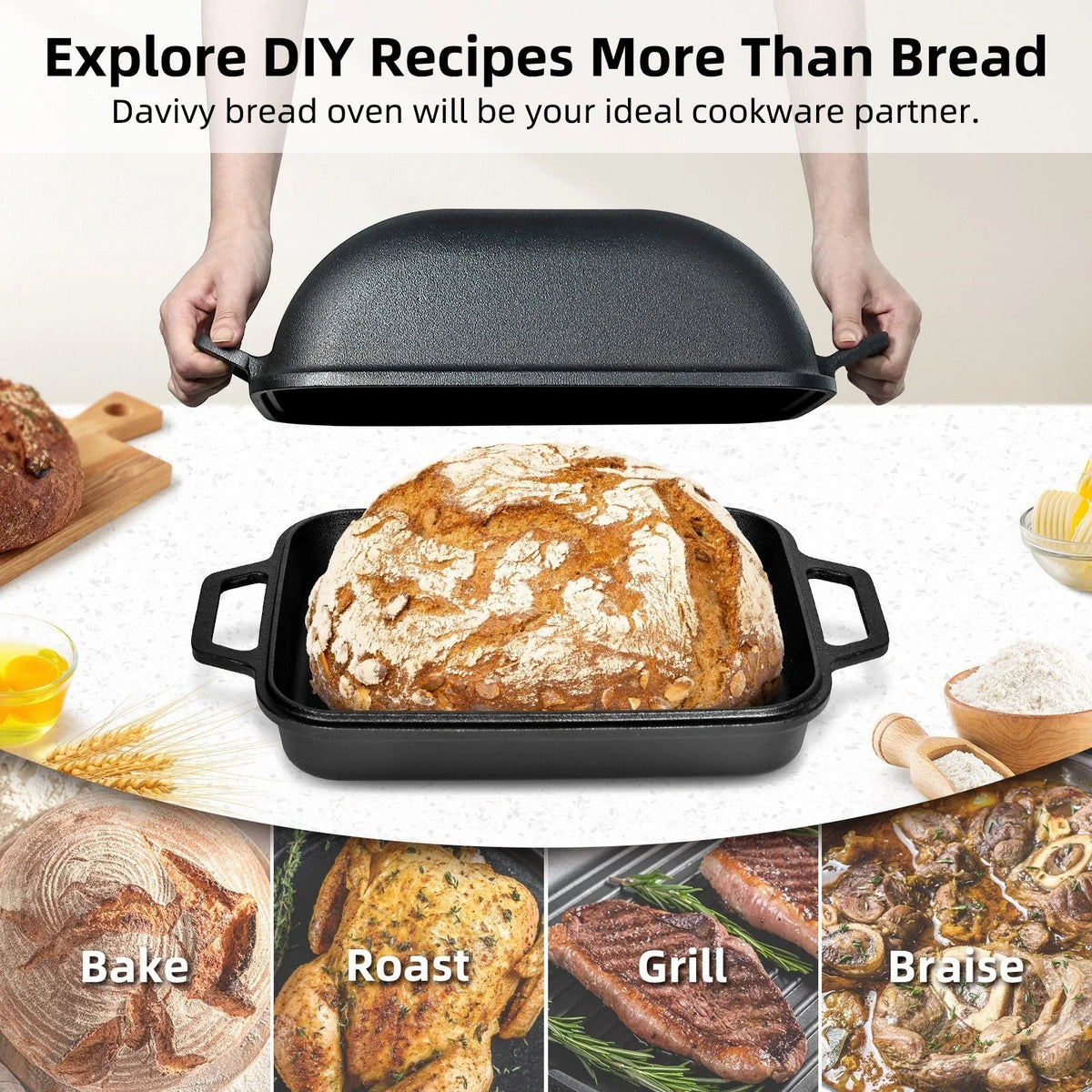 9 Quart Non-stick Cast Iron Dutch Oven for Sourdough Bread (2023)