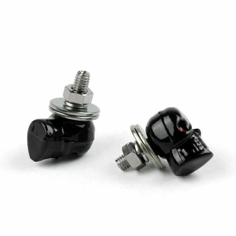 6x Black Skull License Plate Frame Screw Bolt T9 for Universal Motorcycle