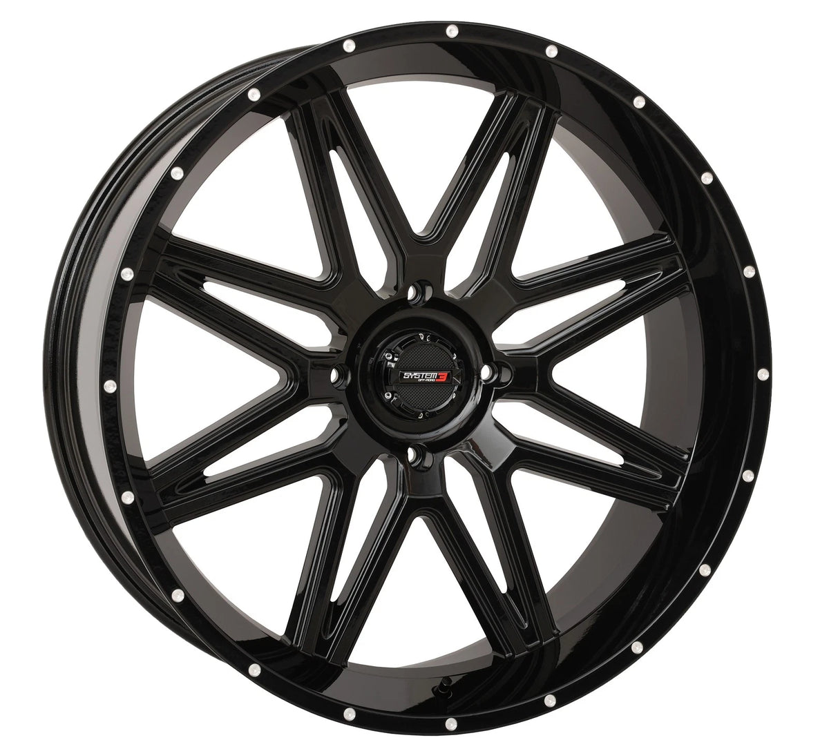 SYSTEM 3 St7 Wheel 24x9 4/137 Gloss Black Fits ATV/UTV 2015-2016 Models