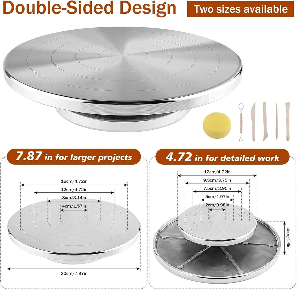 7'' Double-Sided Pottery Turntable Sculpting Wheel