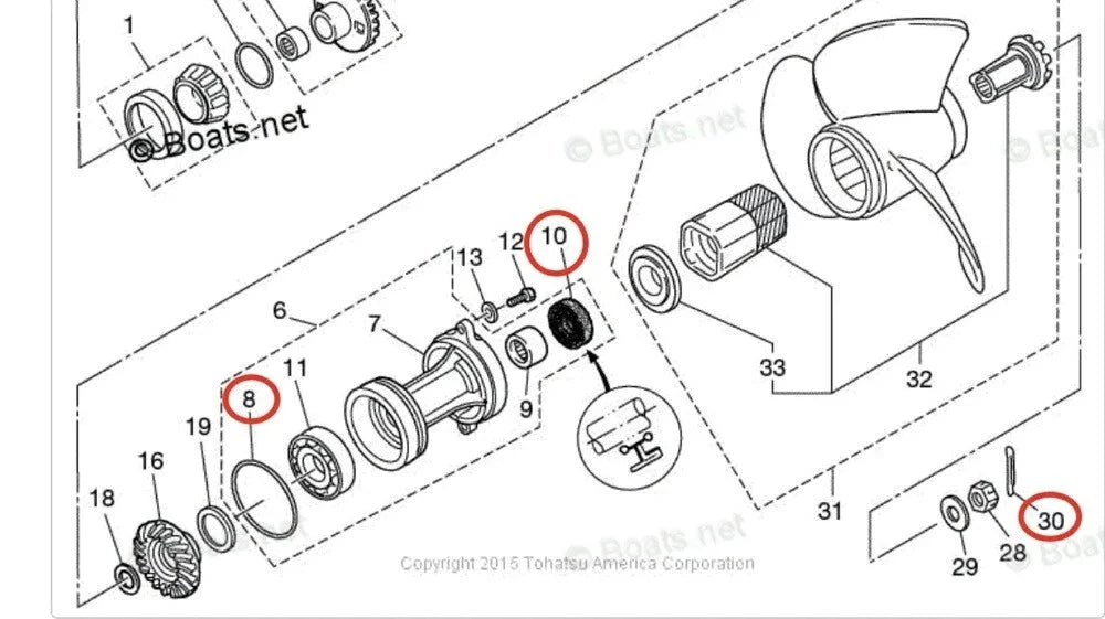 Lower Unit Oil Seal & O-ring Set for Tohatsu Outboard (3B7601110, 3B7601030)
