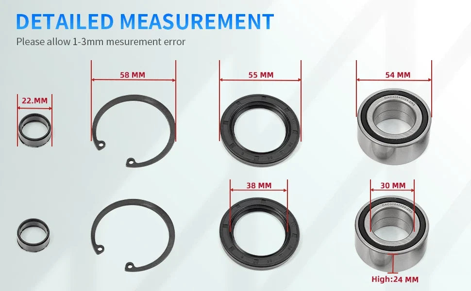 Front Wheel Bearings Seals Kit for Honda Foreman 450 TRX450FE/FM/ES/S (1998–2004)
