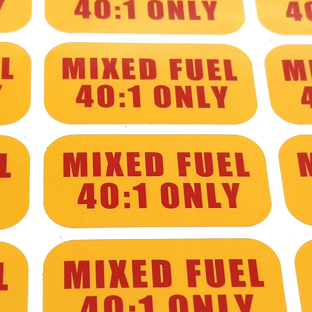 Mixed Fuel 40:1 Sticker for Commercial Use (Weather Proof)