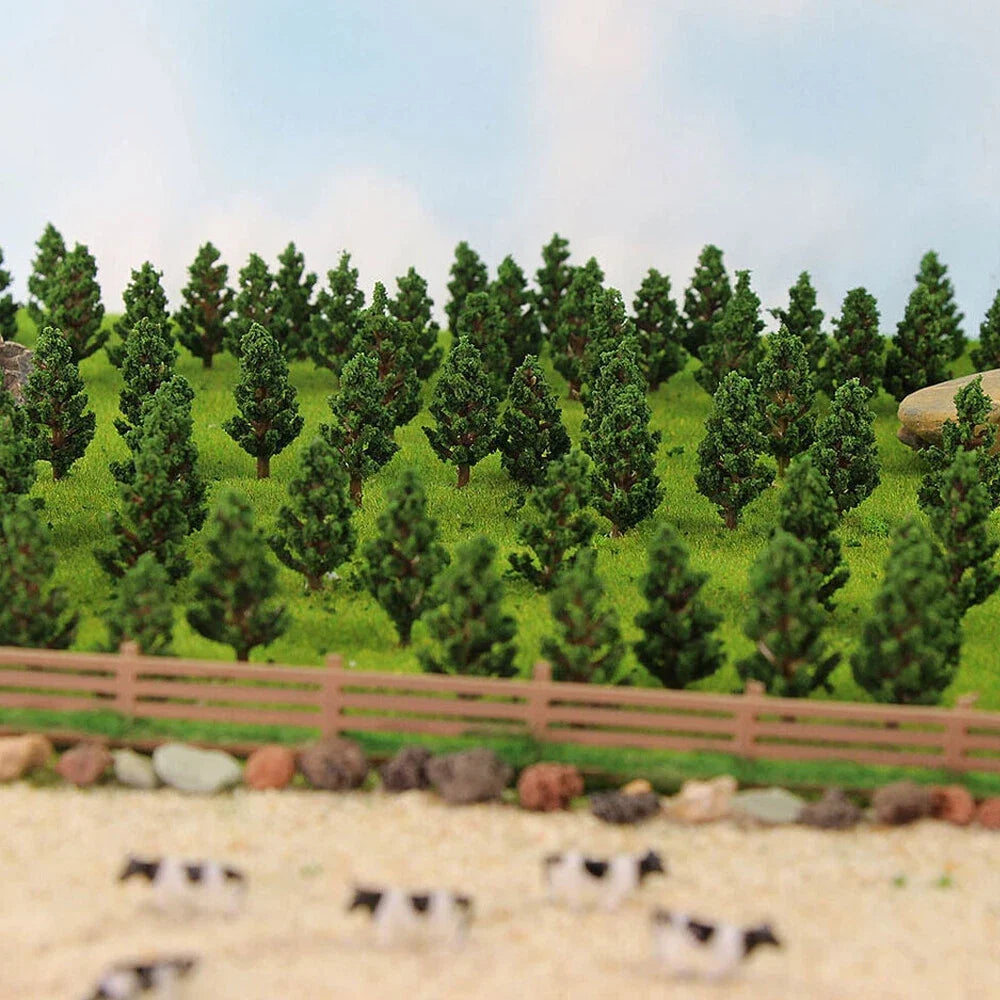 40pcs Model Pine Trees for HO OO Scale Train Railroad Landscape (58mm)
