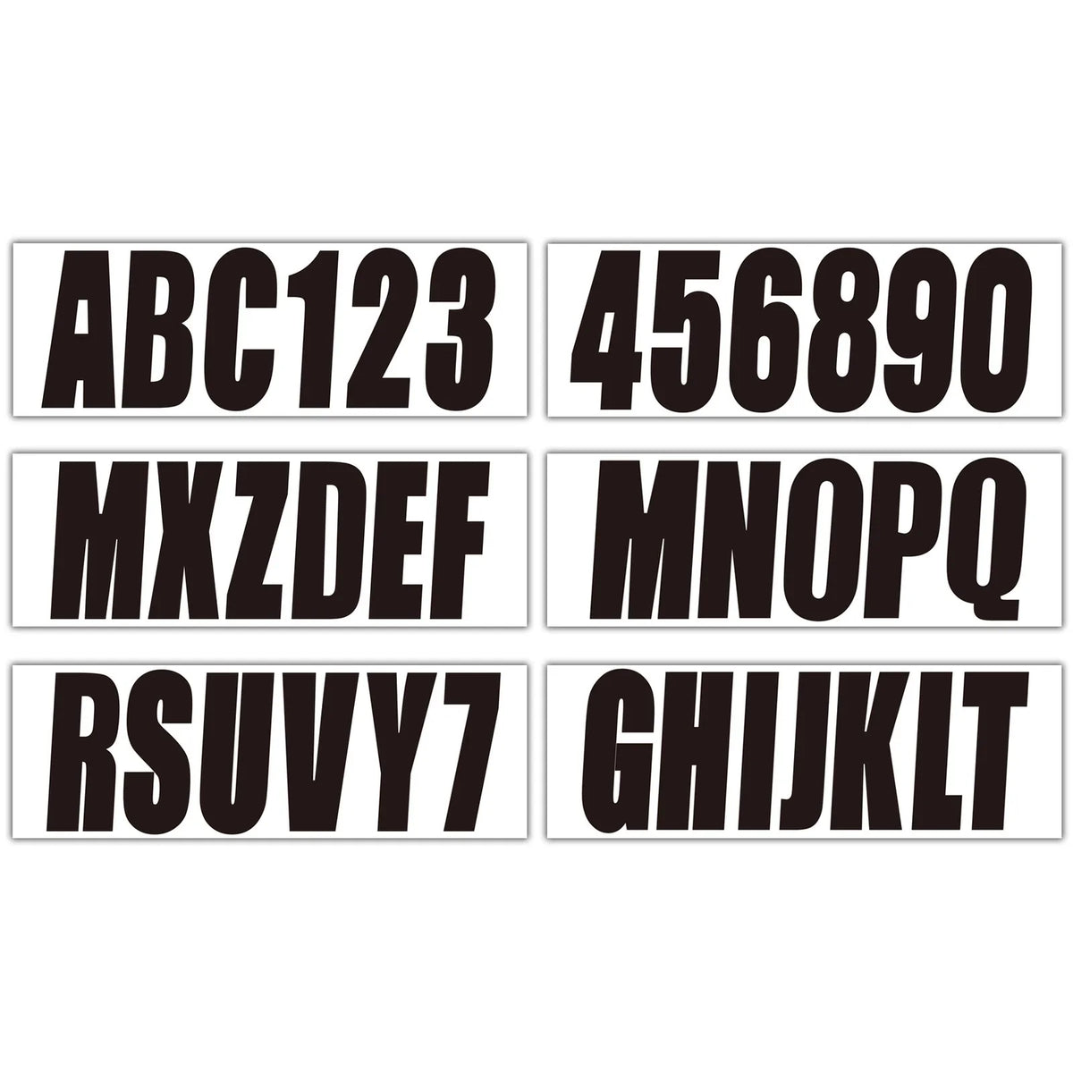 3" Black Alpha-Numeric Registration Identification Numbers Stickers Decals