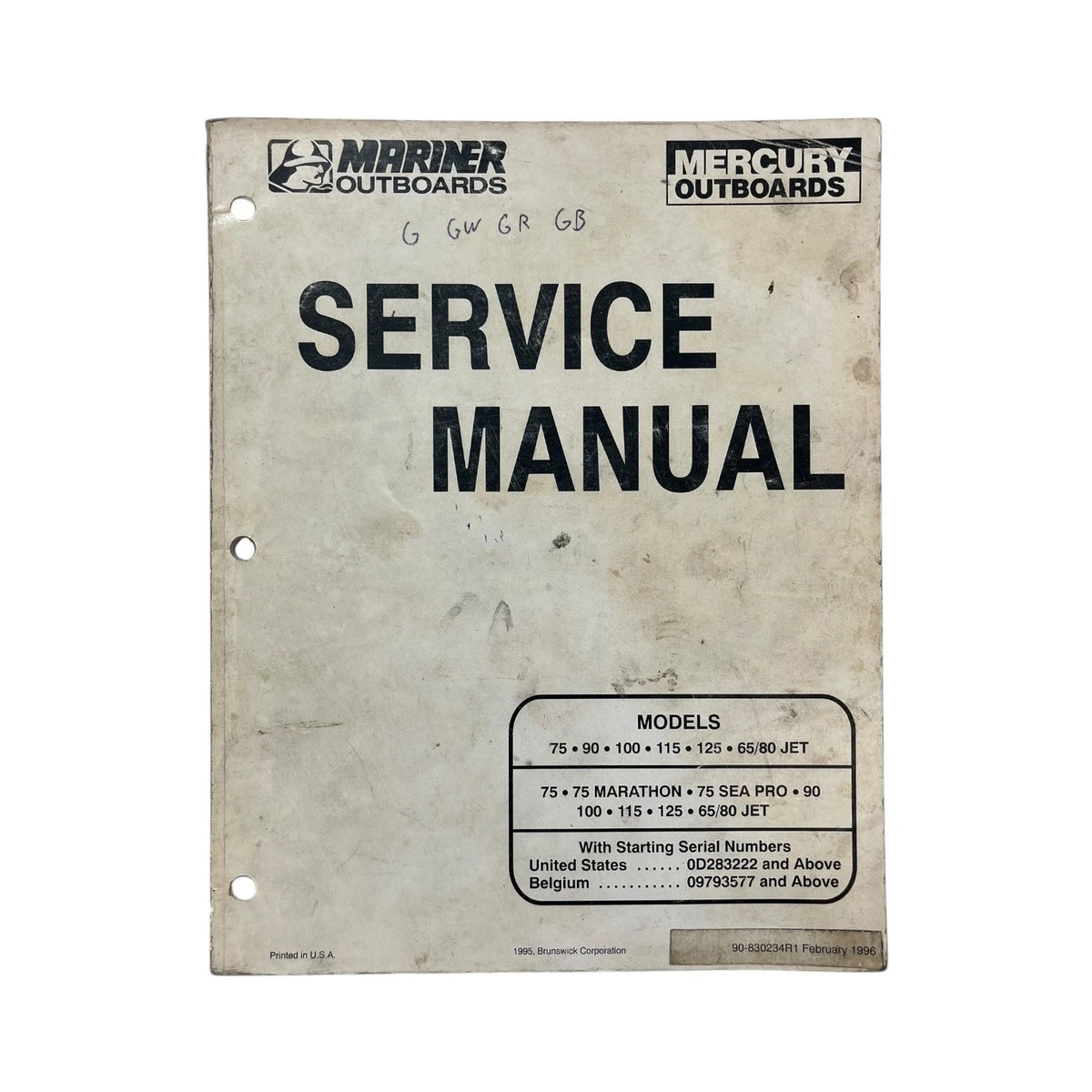 Mercury/Marine R Outboards 90-830234R1, Service Manual Models 75-125 65/80 JET