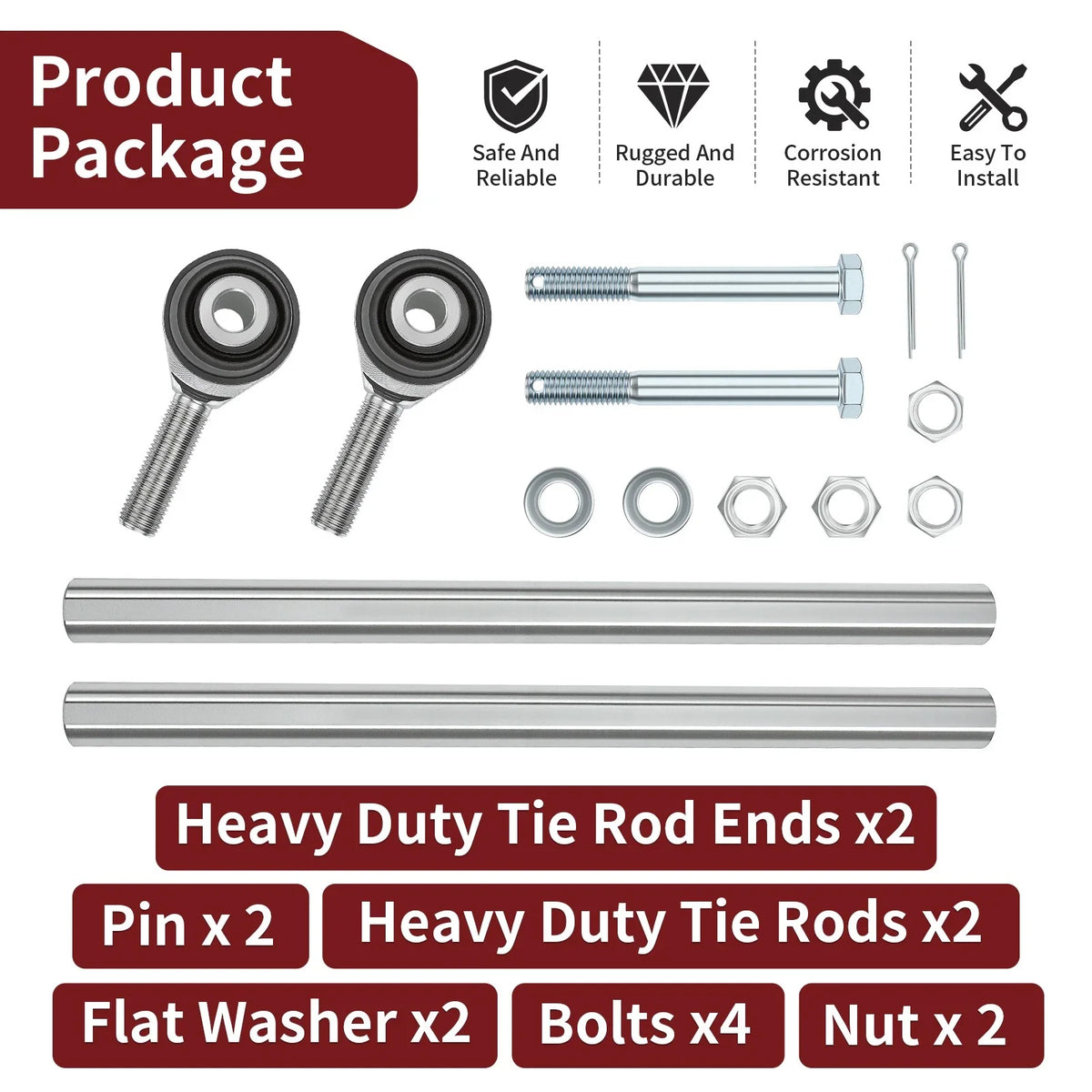 Heavy Duty Tie Rod & End Kit for Can-Am Maverick 1000 1000R (2013–2023) 709401427 709401125