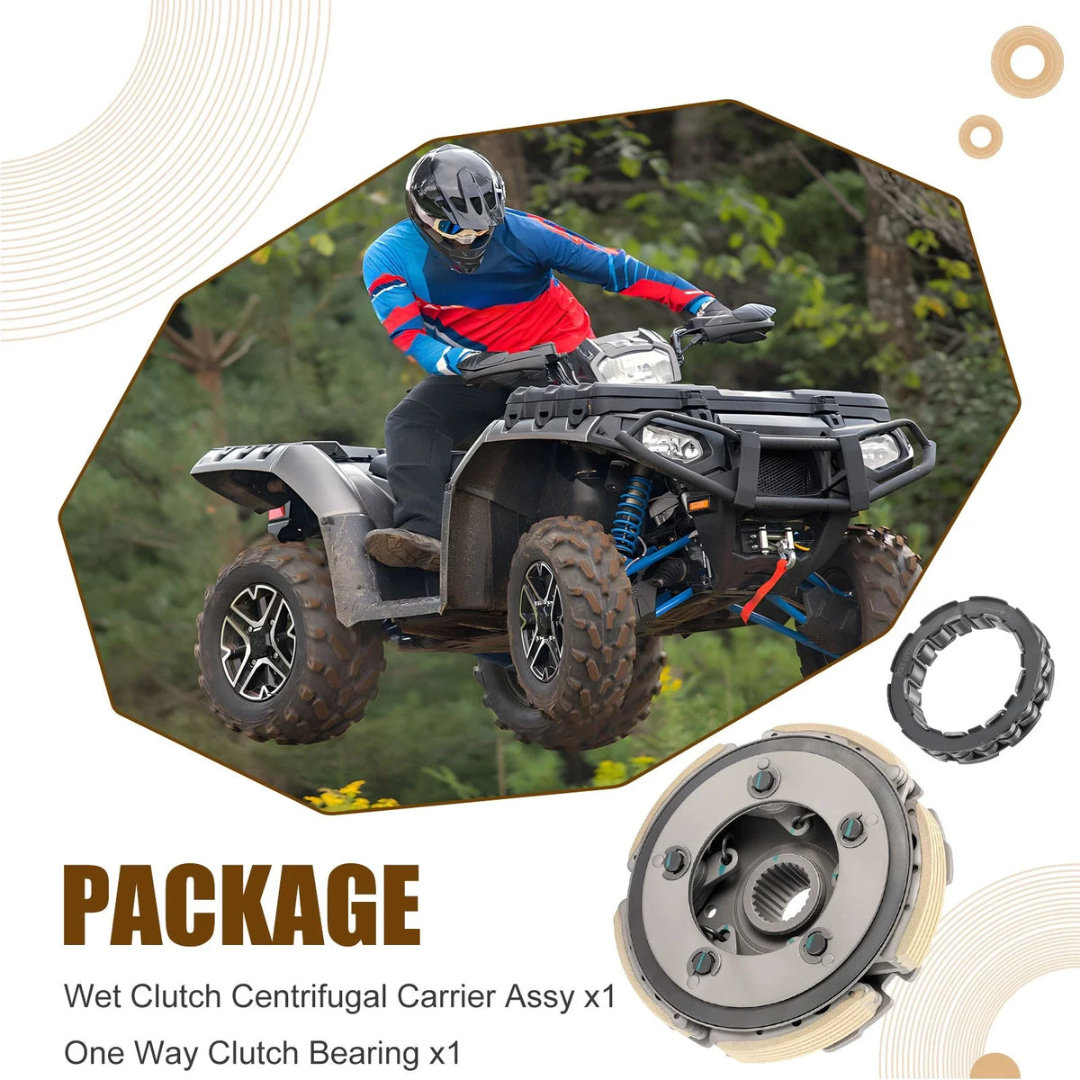 Wet Clutch Centrifugal Carrier & Bearing for Honda Fourtrax 300 TRX300 (1988–2000)
