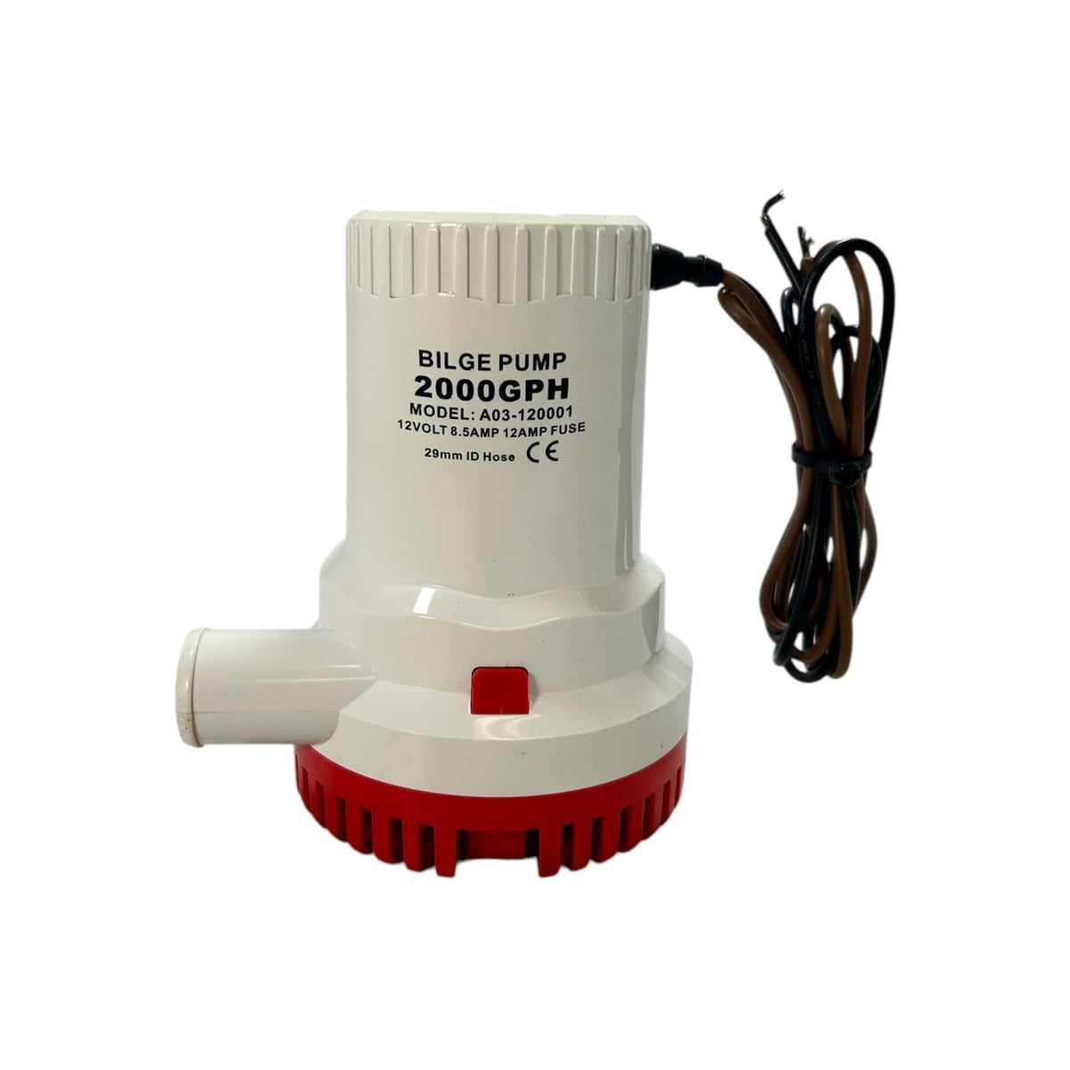Marine Electric A03-120001, Submersible Bilge Pump 12V 8.5A - 2000GPH