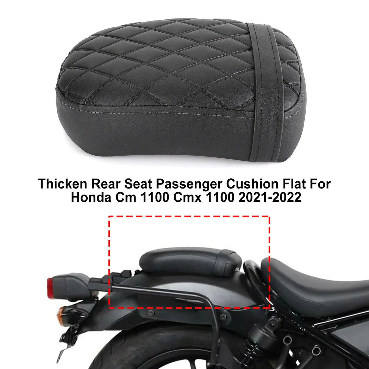 Rear Seat Passenger Cushion for Honda CM 1100 CMX 1100 (2021–2024) Flat Black