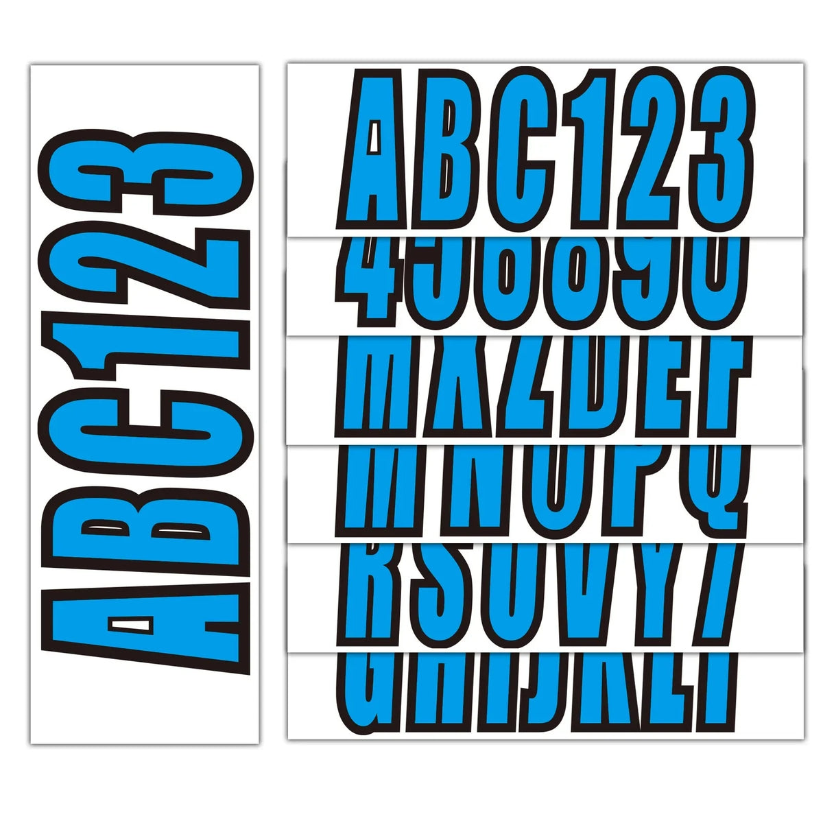 Set of 4 Blue Boat Registration Letters & Numbers Decals A-Z 0-9