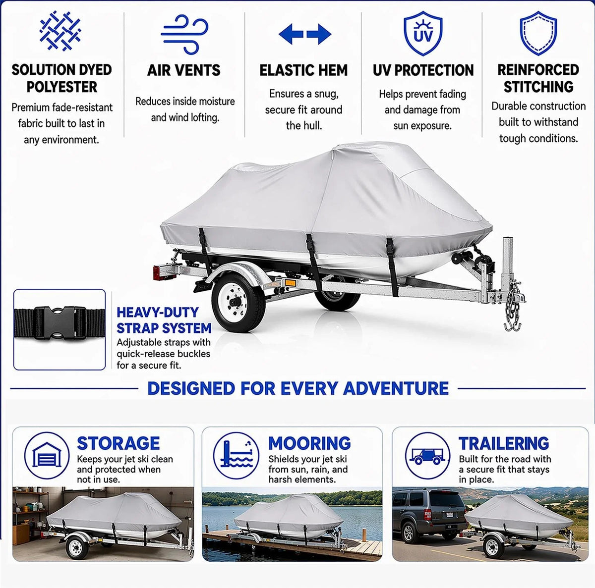 420D UV Reflective Jet Ski Cover for Bombardier Sea Doo GTX 4-TEC (2003–2005)
