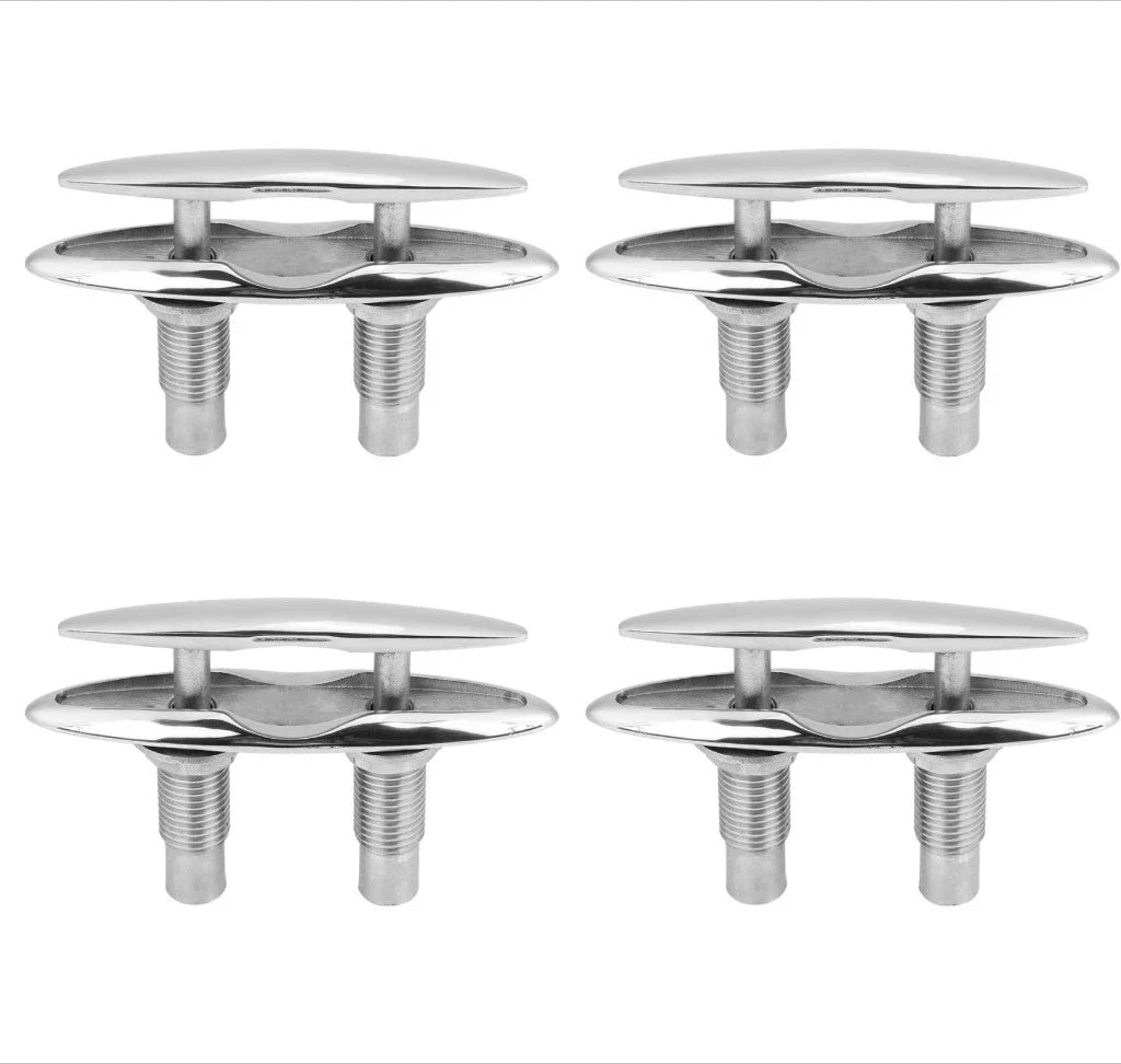 4X 6" Stainless Steel Pull Up Cleat for RV Yacht (Flush Mount)