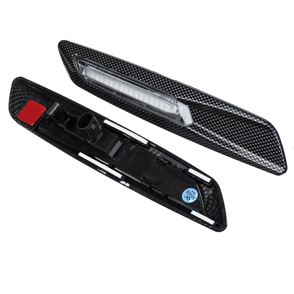 Carbon Look Side Marker Turn Signal Lights for BMW E82 E87 E88 E90 E91 E92 E60 (2007–2013)