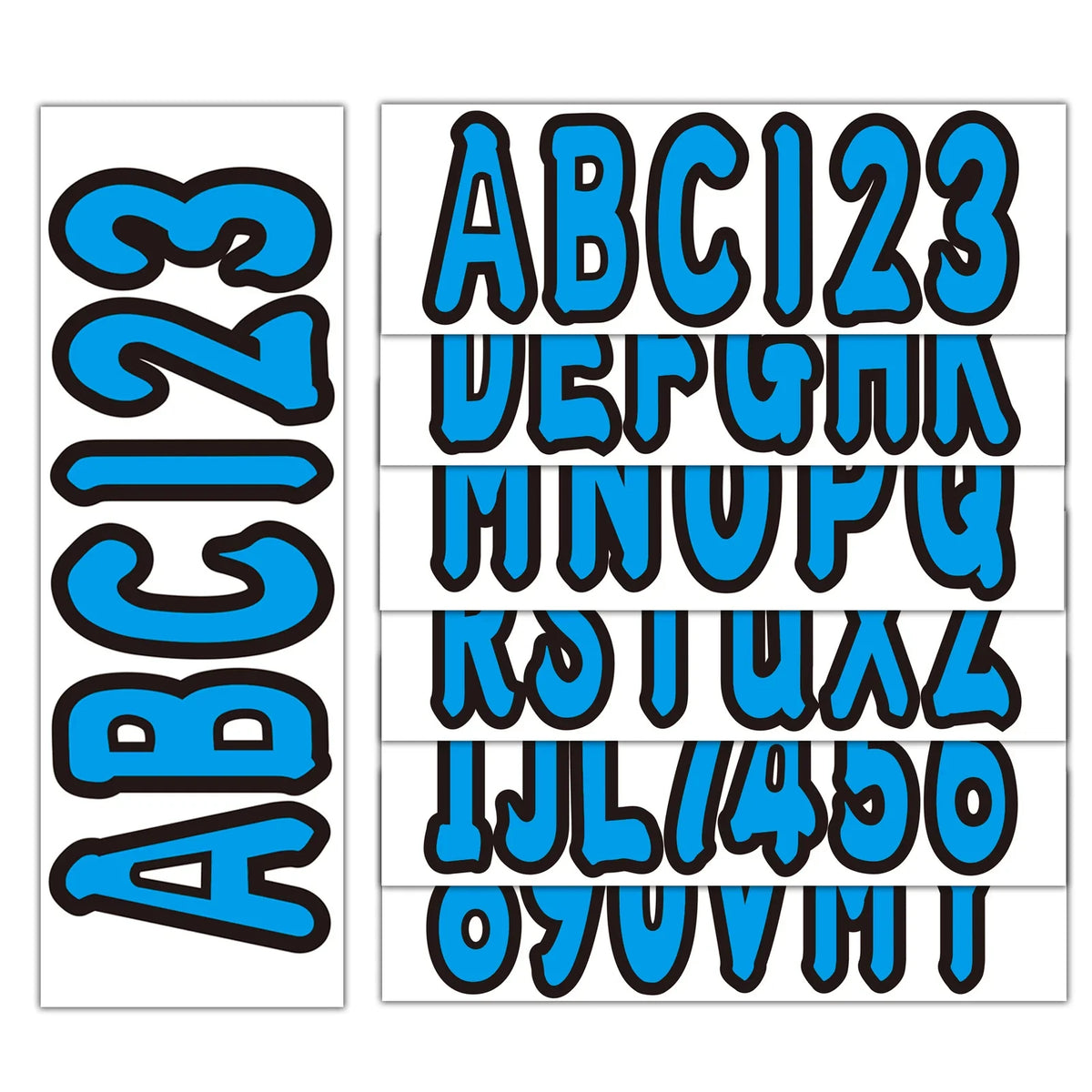 Set of 4 Marine Blue Number and Letter Stickers for Boat & Personal Watercraft