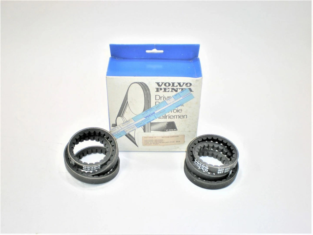 Volvo Penta 967158-7 *2 Pack OEM Sterndrive Water Pump Alternator Belt Set