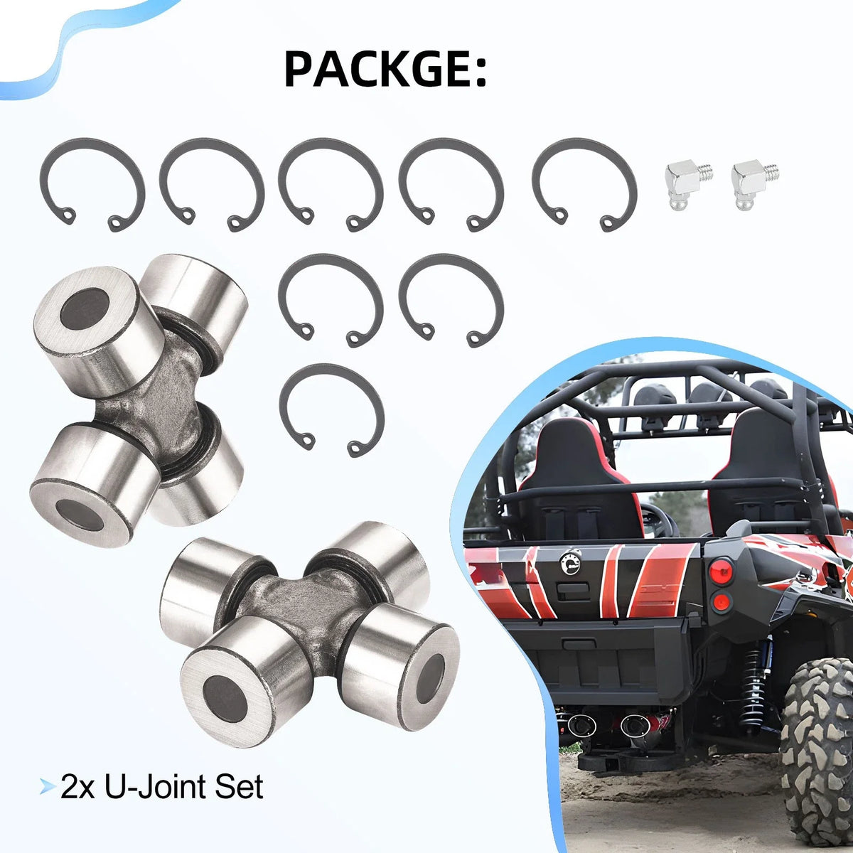 2X U-Joint Kit Rear Drive Shaft for Can-Am Renegade 570 EFI (2016–2018)