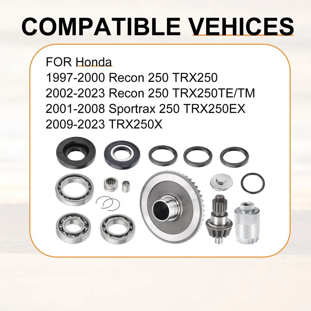 Rear Differential Ring Pinion Gear Bearing Seal Kit for Honda TRX250 (2001–2009)