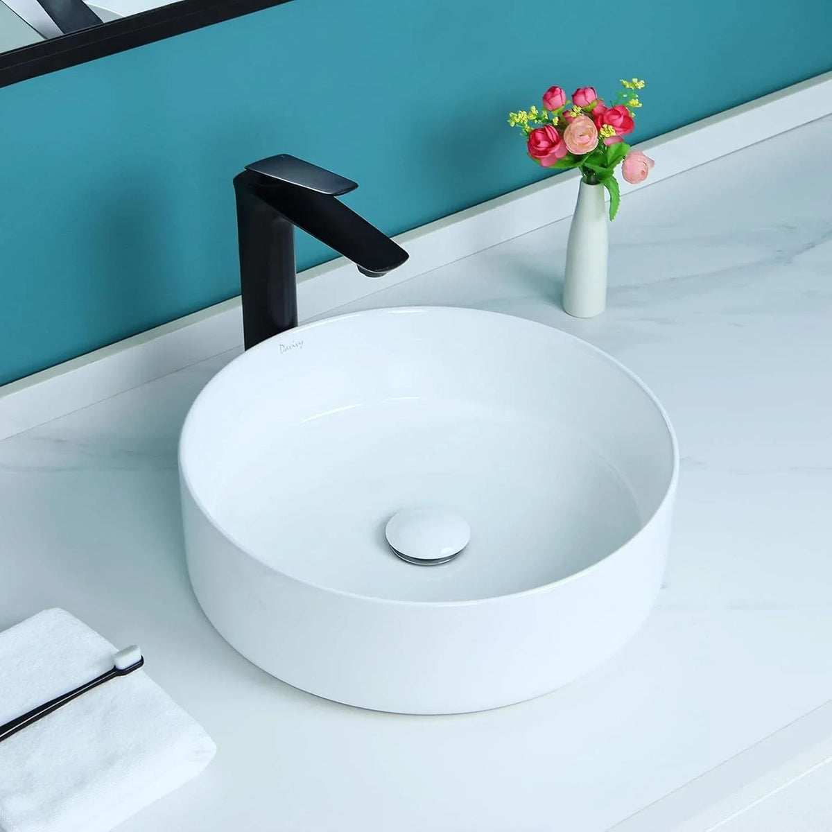 Ceramic Bathroom Vessel Sink 16" x 16" with Pop Up Drain for All Models