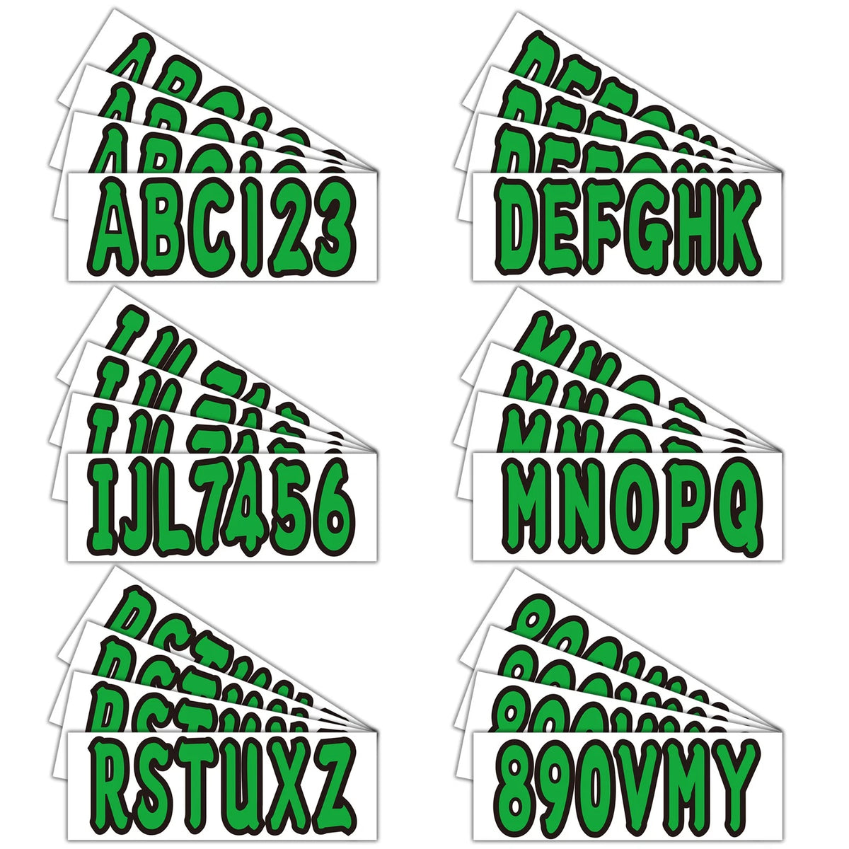 4Sets Watercraft Registration Numbers 3"lettering Vinyl Boat JetSki Decals Green