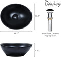 Ceramic Black Oval Vessel Sink with Pop Up Drain (15.7" x 13")