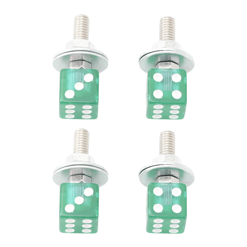 4x Custom Green Plastic License Plate Bolts for Motorcycle Chopper Bobber