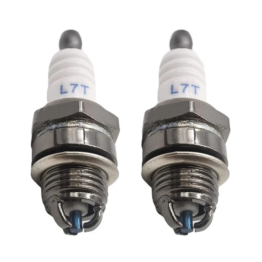 2X 3 Prong Spark Plug L7TC for Chainsaw Lawn Mower Leaf Blower (2-Stroke)