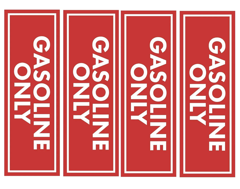 Set of 4 Gasoline Only Fuel Caution Warning Decals for Universal Use