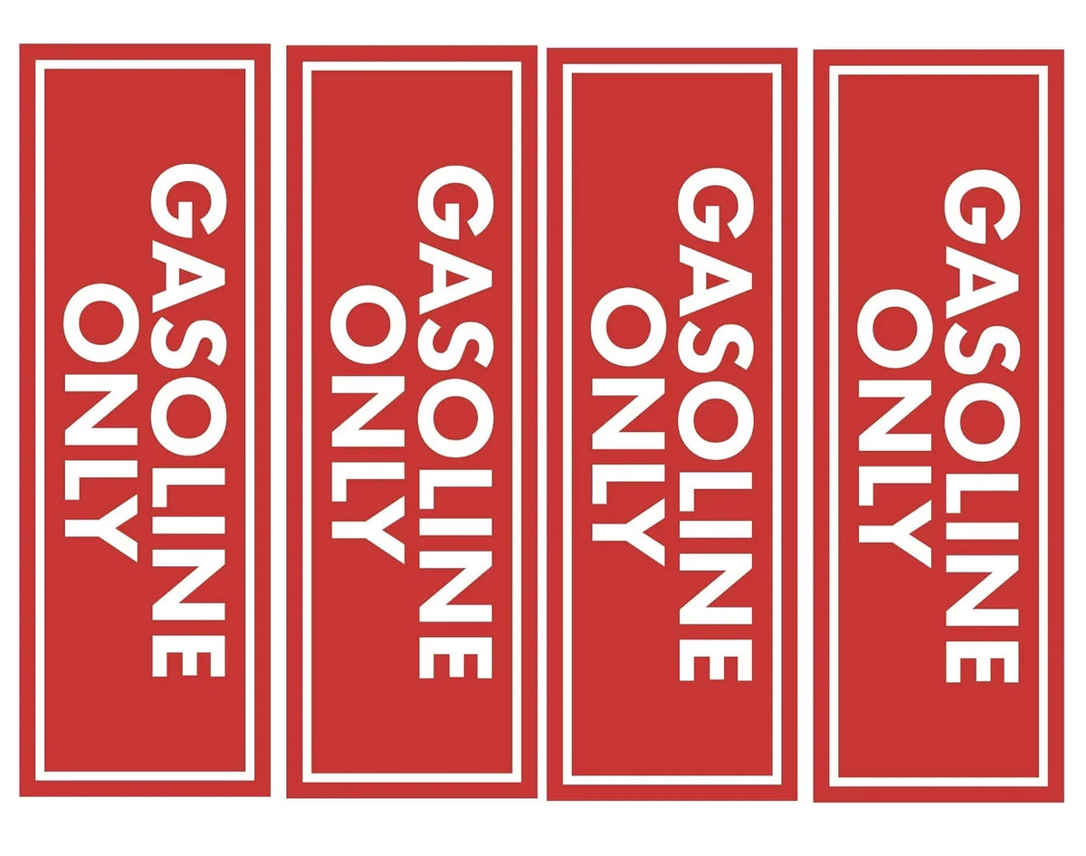 Set of 4 Gasoline Only Fuel Caution Warning Decals for Universal Use