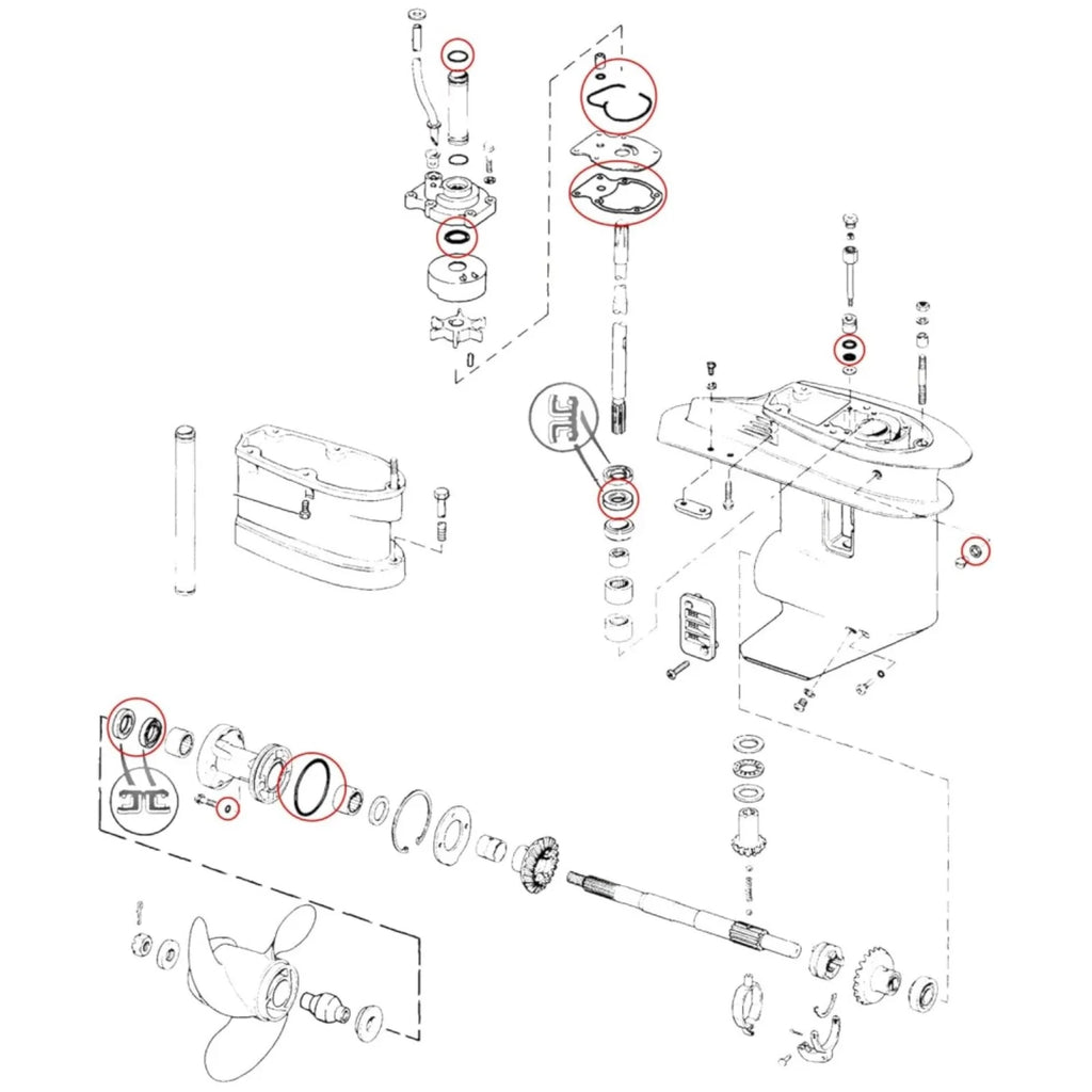 Base Gasket Kit for Johnson/Evinrude 20HP 25HP 30HP 35HP (5007987, 18-8387)