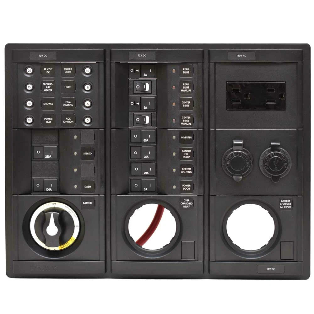 Malibu Boat Power Distribution Panel 3912115 - Blue Sea 12VDC - 120VAC