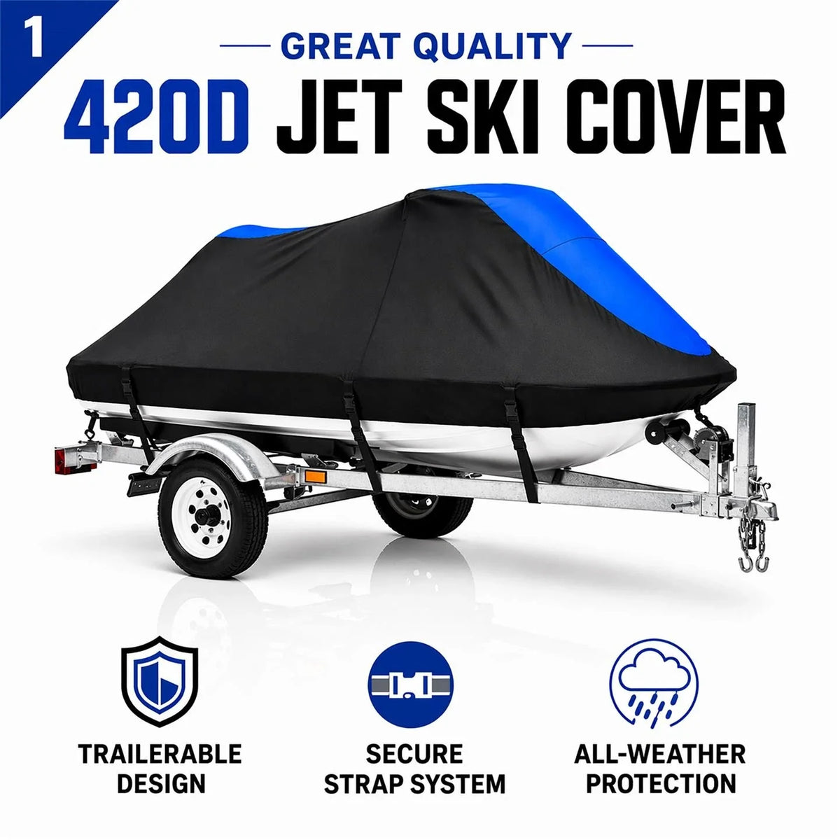 Jet Ski Cover for SeaDoo GT GTI GTS (1992–2006) - Trailerable, Water Repellent