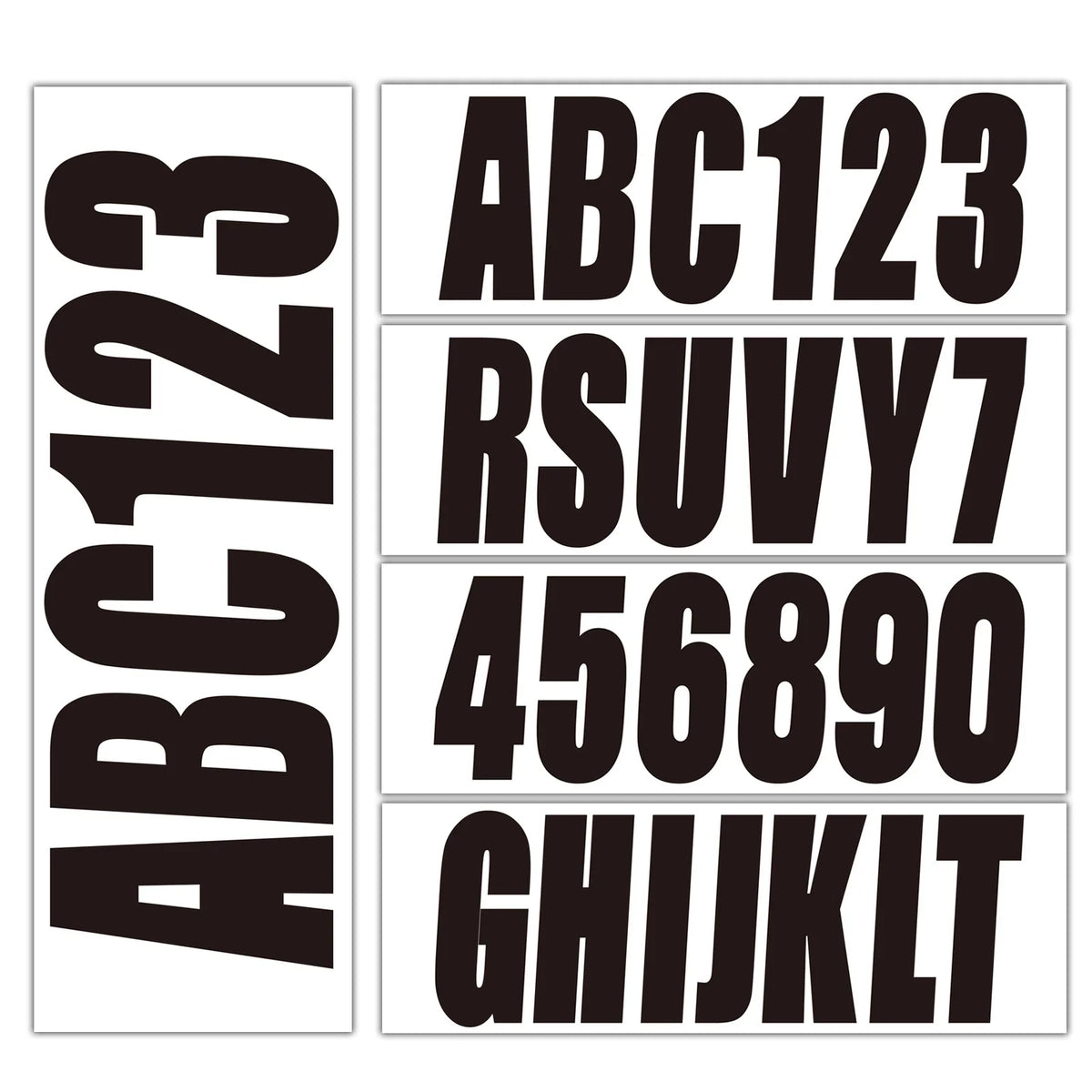Set of 4 Black Personalized Decals for Boat Registration A-Z & 0-9