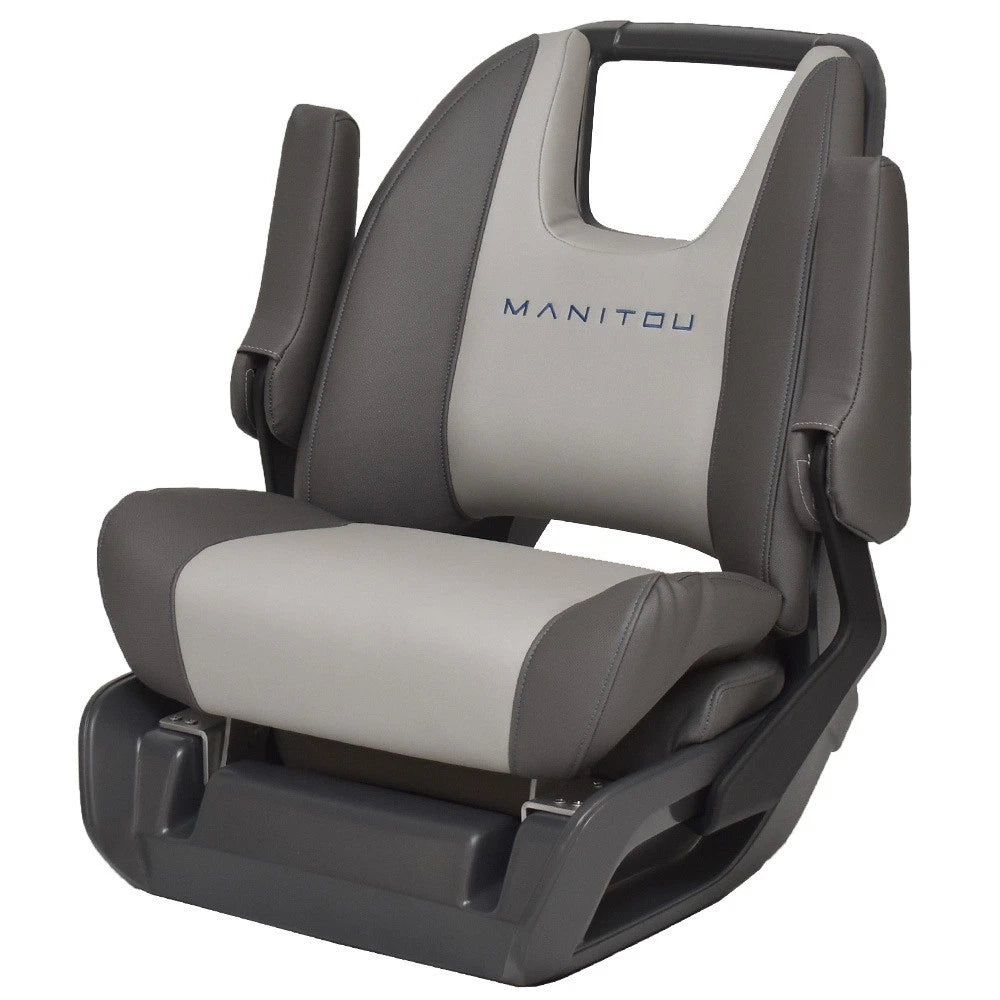 Manitou Boat Low Back Helm Seat 3014-0008417 - Gray - Blue with Bolster
